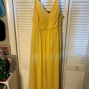 Torrid Yellow Pleated Dress with White Dots